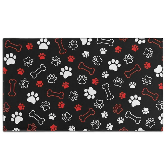 Paw Prints and Bones Door Rugs,Washable Non Slip Door Mats Indoor,Decorative Door Mats,Entry Mat Indoor for Entrance,Bedroom,Kitchen,Bathroom,17"x30"