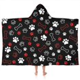 thumbnail image 1 of Paw Prints and Bones Hooded Bath Towel，50"x30" for Ages 3 To 12 Kids, Quick Dry Lightweight Soft Microfiber Hood Beach Towel Cover Up for Kids, 1 of 7