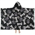 thumbnail image 1 of Paw Prints and Bones Hooded Bath Towel，60"x35" for Ages 3 To 12 Kids, Quick Dry Lightweight Soft Microfiber Hood Beach Towel Cover Up for Kids, 1 of 7