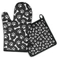 thumbnail image 1 of Paw Prints and Bones Kitchen Oven Mitt and Pot Holder Sets 2 Pcs for Baking, Cooking and Grilling, Heat Resistant Up To 392 °F, 1 of 7