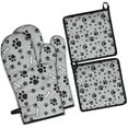 thumbnail image 1 of Paw Prints and Bones Kitchen Oven Mitt and Pot Holder Sets 4 Pcs for Baking, Cooking and Grilling, Heat Resistant Up To 392 °F, 1 of 7