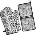 thumbnail image 1 of Paw Prints and Bones Kitchen Oven Mitt and Pot Holder Sets 4 Pcs for Baking, Cooking and Grilling, Heat Resistant Up To 392 °F, 1 of 7
