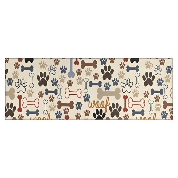 Paw Prints and Bones Kitchen Rug Mat,Kitchen Runner Rugs Non Skid Washable,Decorative Kitchen Floor Mats for Kitchen,Sink,Laundry,17"X47"
