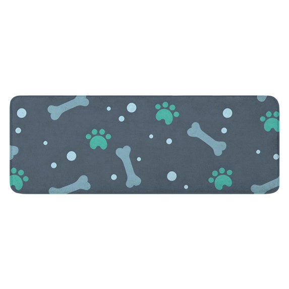 Paw Prints and Bones Kitchen Rug Mat,Kitchen Runner Rugs Non Skid Washable,Decorative Kitchen Floor Mats for Kitchen,Sink,Laundry,17"x47.2"