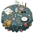 thumbnail image 1 of Paw Prints and Bones Round Tablecloth 60"x60",Wrinkle Wipeable Table Cloth for Kitchen Dining Room Picnic Patio Party, 1 of 6