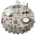 thumbnail image 1 of Paw Prints and Bones Round Tablecloth 60"x60",Wrinkle Wipeable Table Cloth for Kitchen Dining Room Picnic Patio Party, 1 of 6