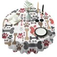 thumbnail image 1 of Paw Prints and Bones Round Tablecloth 60"x60",Wrinkle Wipeable Table Cloth for Kitchen Dining Room Picnic Patio Party, 1 of 6