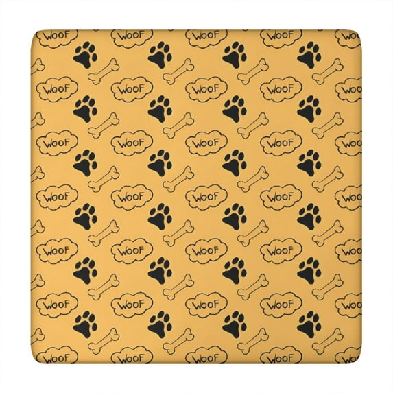 Paw Prints and Bones Square Fitted Tablecloth with Elastic Edge,Square Table Cover,Washable Elastic Table Cover for Home Kitchen Party Decor 34"x34"