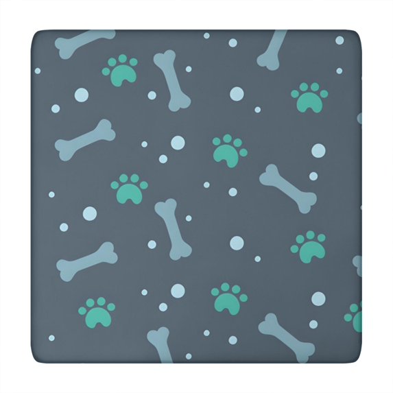 Paw Prints and Bones Square Fitted Tablecloth with Elastic Edge,Square Table Cover,Washable Elastic Table Cover for Home Kitchen Party Decor 34"x34"