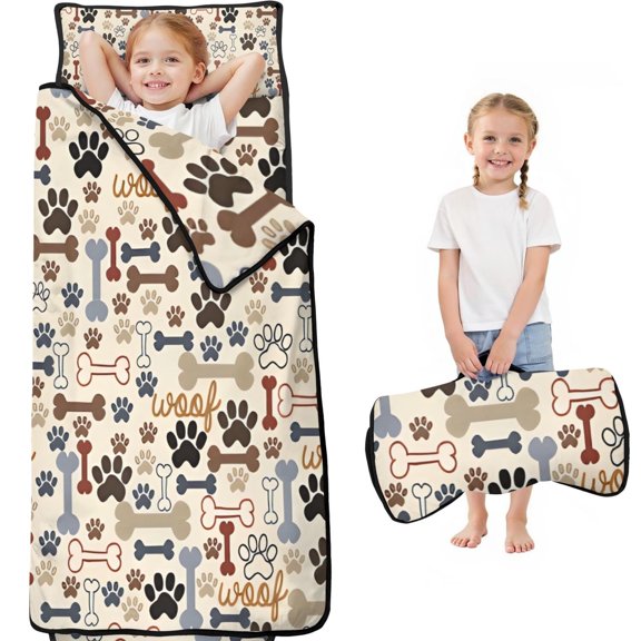 Paw Prints and Bones Toddler Nap Mats for Kids Preschool,Sleeping Mat Bag or Kids,Toddler Sleeping Bag,Toddler Nap Mat or Daycare