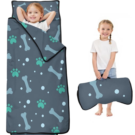 Paw Prints and Bones Toddler Nap Mats for Kids Preschool,Sleeping Mat Bag or Kids,Toddler Sleeping Bag,Toddler Nap Mat or Daycare