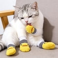thumbnail image 1 of Paw Protectors for Dogs, Non-Slip Pet Socks Set of 4, Knitted Duck Face Dog Socks, Small Dog Booties for Indoor Use, Stretchy Breathable Yellow Striped Pet Socks for Teddy, Corgi,, 1 of 5