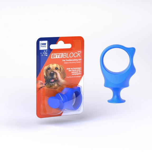 Paw Ready Bite Block Pet Toothbrushing Aid for Puppies, Dogs and Cats. (Small)