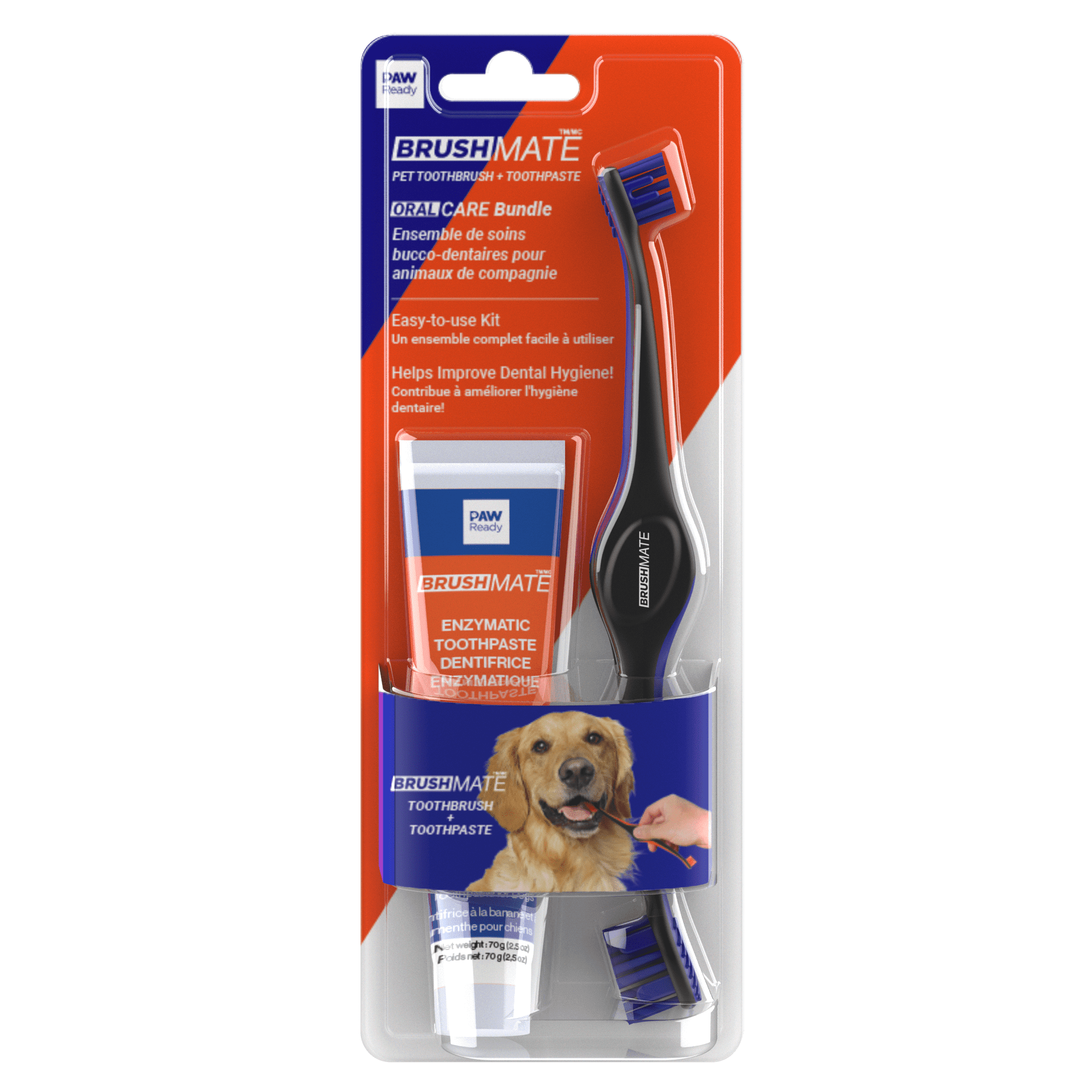 Paw Ready Dog Toothbrush Kit, RRK150, Dual Head & Enzymatic Toothpaste ...