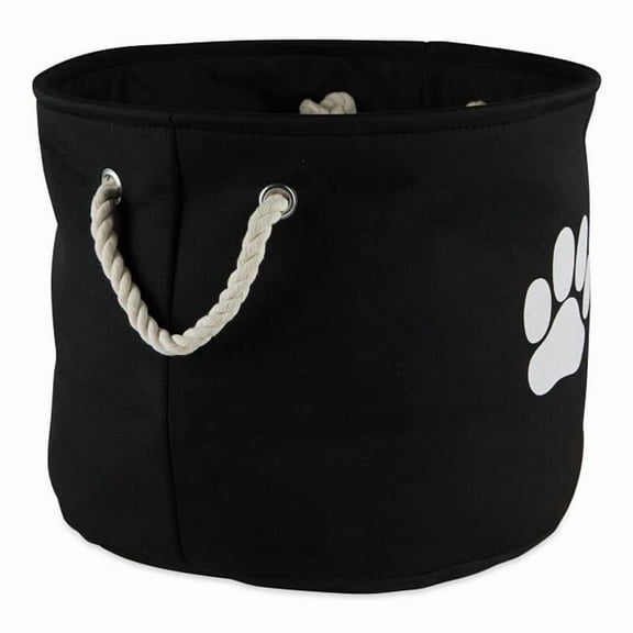 Paw Round Polyester Pet Bin, Black - Medium