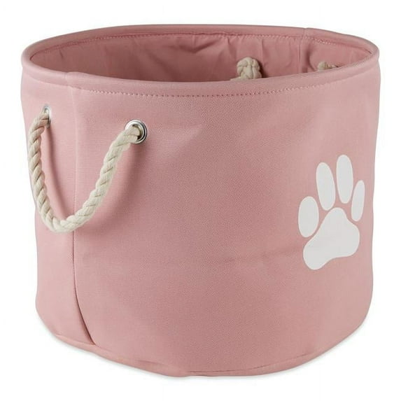 Paw Round Polyester Pet Bin, Rose - Small