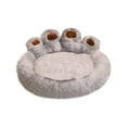 thumbnail image 1 of Paw Shape Calming Pet Bed, Medium Plush Faux Fur Donut Bed for Dogs & Cats, Machine Washable, Non-Slip Bottom, Large Size (23.6"), Gray, 1 of 5