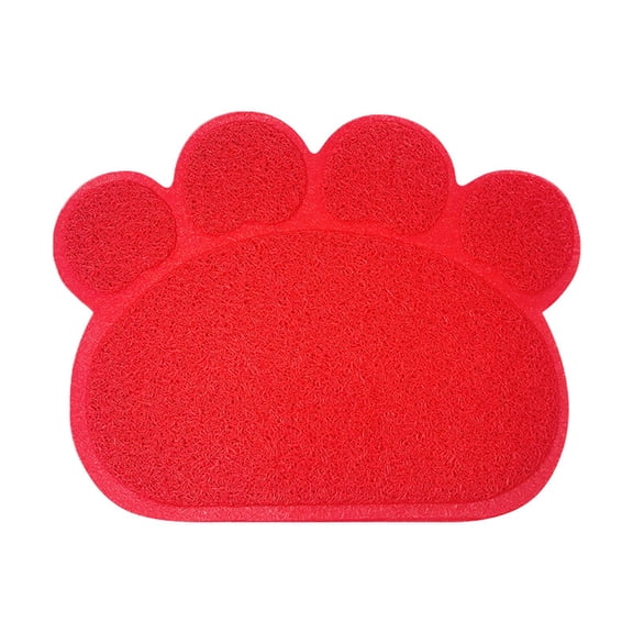 Paw Shape Cat Litter Mat, Non-Slip Waterproof Pet Feeding Mat for Litter Trapping, Washable Soft PVC Fiber Scatter Control Rug for Cats & Dogs, 16"x12"