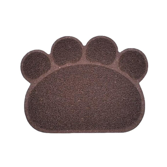 Paw-Shaped Cat Litter Box Mat, Kitty Scatter Control Rug, 15.74x14.17 Inches (Brown)
