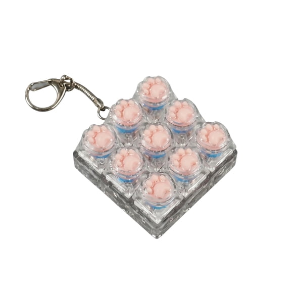 Paw Shaped Clicky Keyboard Fidget Keychain for Stress Relief and Anxiety Tactical Button Accessory for Bags and Lanyards, Pink 2x1 Inch