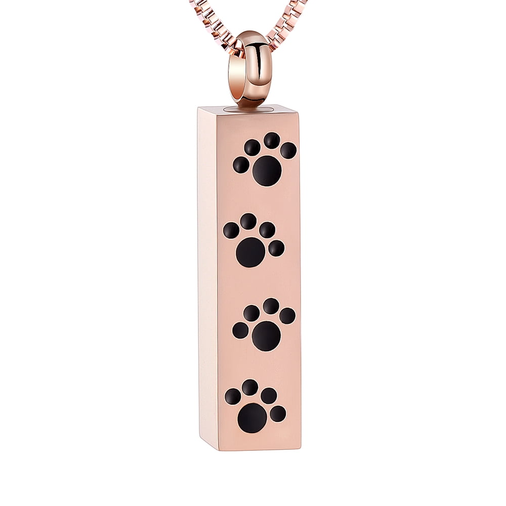 Paw Urn Cremation Necklace for Ashes Dog / Cat Pet Paw Print Bar ...
