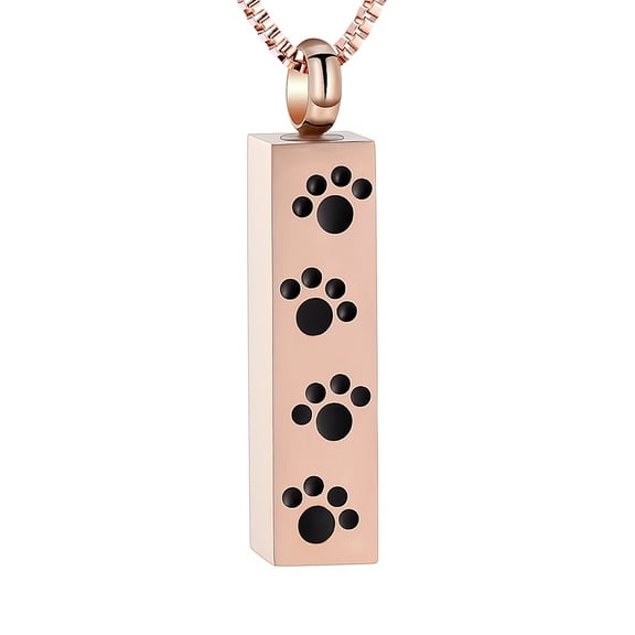 Paw Urn Cremation Necklace for Ashes Dog / Cat Pet Paw Print Bar Cremation Jewelry for Pet Ashes Animal Keepsake Memorial Charm Pendant Ashes Necklace