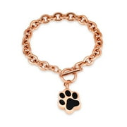 CONSTANTLIFE Paw Urn Locket Stainless Steel Chain Link Bracelet Cremation Jewelry for Dog Ashes Funeral Urn Bracelet for Ashes Holder