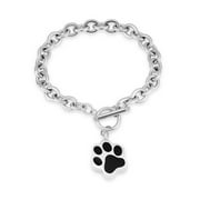 CONSTANTLIFE Paw Urn Locket Stainless Steel Chain Link Bracelet Cremation Jewelry for Dog Ashes Funeral Urn Bracelet for Ashes Holder