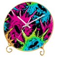 Paw prints Round Printed Wall Clocks with Hooks and Gold Stand Silent