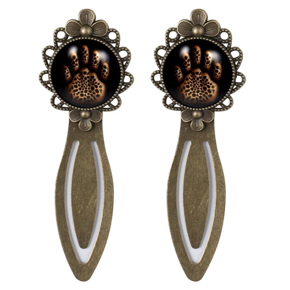Paw prints Vintage Copper-Colored Lace Bookmarks: Stainless Steel Reading Accessories for Book Lovers - Set of 2