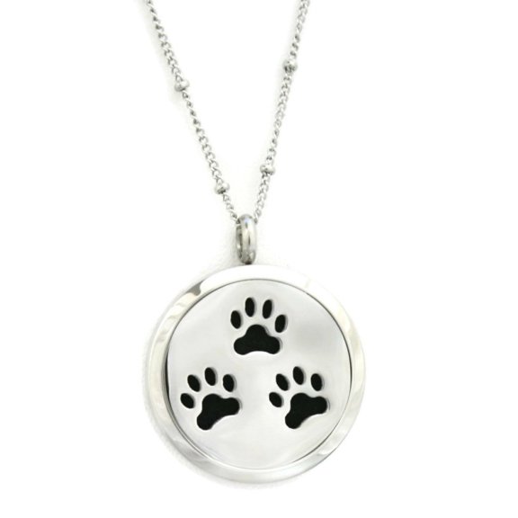 Paw-some Stainless Steel Essential Oil Diffuser Necklace- 30mm- 20"