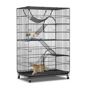 PawGiant 52'' H Cat Cage Wire Cat Kennels Indoor Kitten 4-Tier Metal Cat Playpen