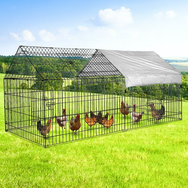 PawGiant 86''x40''Chicken Coop Large Metal Chicken Cage House Waterproof