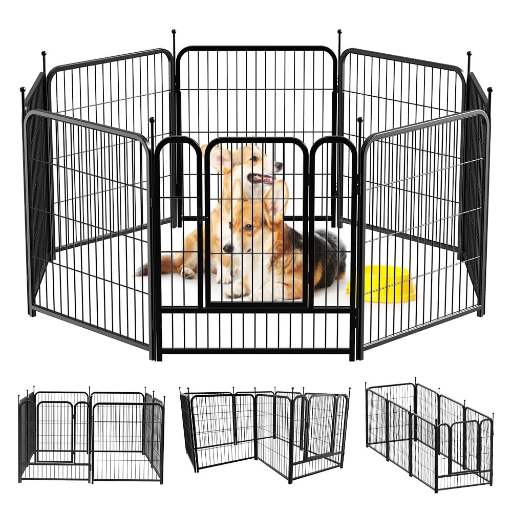 Caveen Dog Playpen 8 Panels 32Inch Heavy Duty Dog Pen Pet Fence Playpen Indoor Outdoor