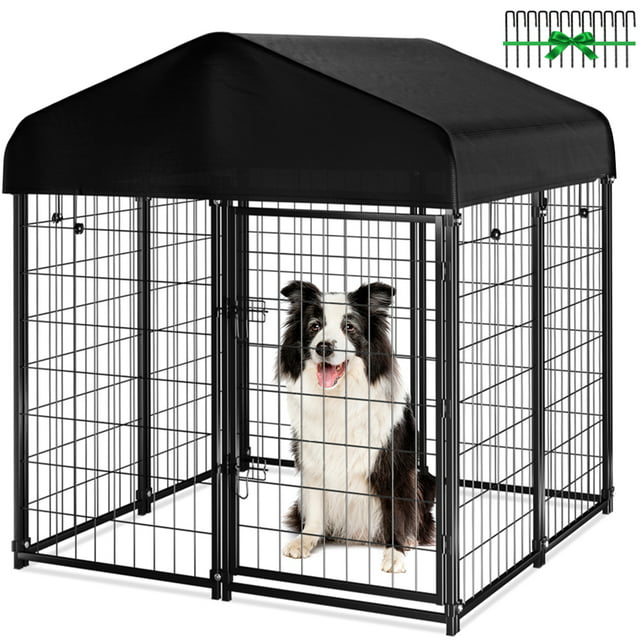 PawGiant Large Outdoor Dog Kennel, 4ft x 4.2ft x 4.5ft Fence with UV-Resistant Oxford Cloth Roof & Secure