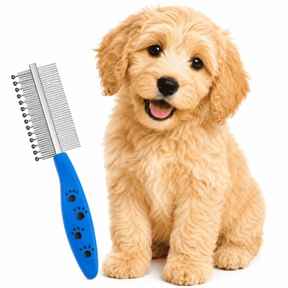 Pawgroomers PawGroomers Essentials Double-Sided Grooming Comb for Dogs & Cats, Blue