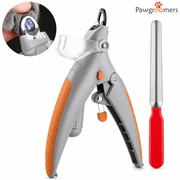 Dog Nail Clipper with LED Light for Dogs & Cats, Pet Nail Trimmer with Safety Light, Magnifying Glass, Nail Catcher, Stainless Steel Blade, Ergonomic Handle & Free Nail File