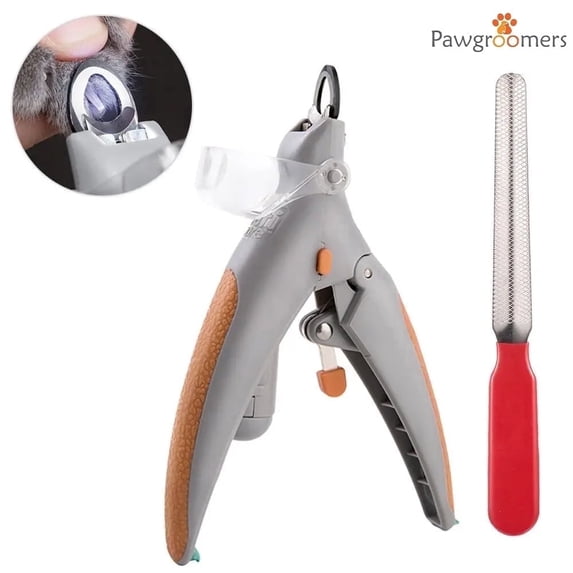 PawGroomers Pet Nail Clipper for Cats and Dogs with LED Light Magnifying Glass & Free Nail Filer