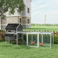 thumbnail image 1 of PawHut 137" Wooden Chicken Coop for 8-10 Chickens, Backyard, Gray, 1 of 10