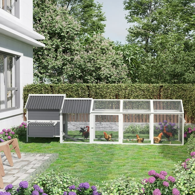 "PawHut XL 162"" Movable Large Chicken Coop for 68 Chickens with