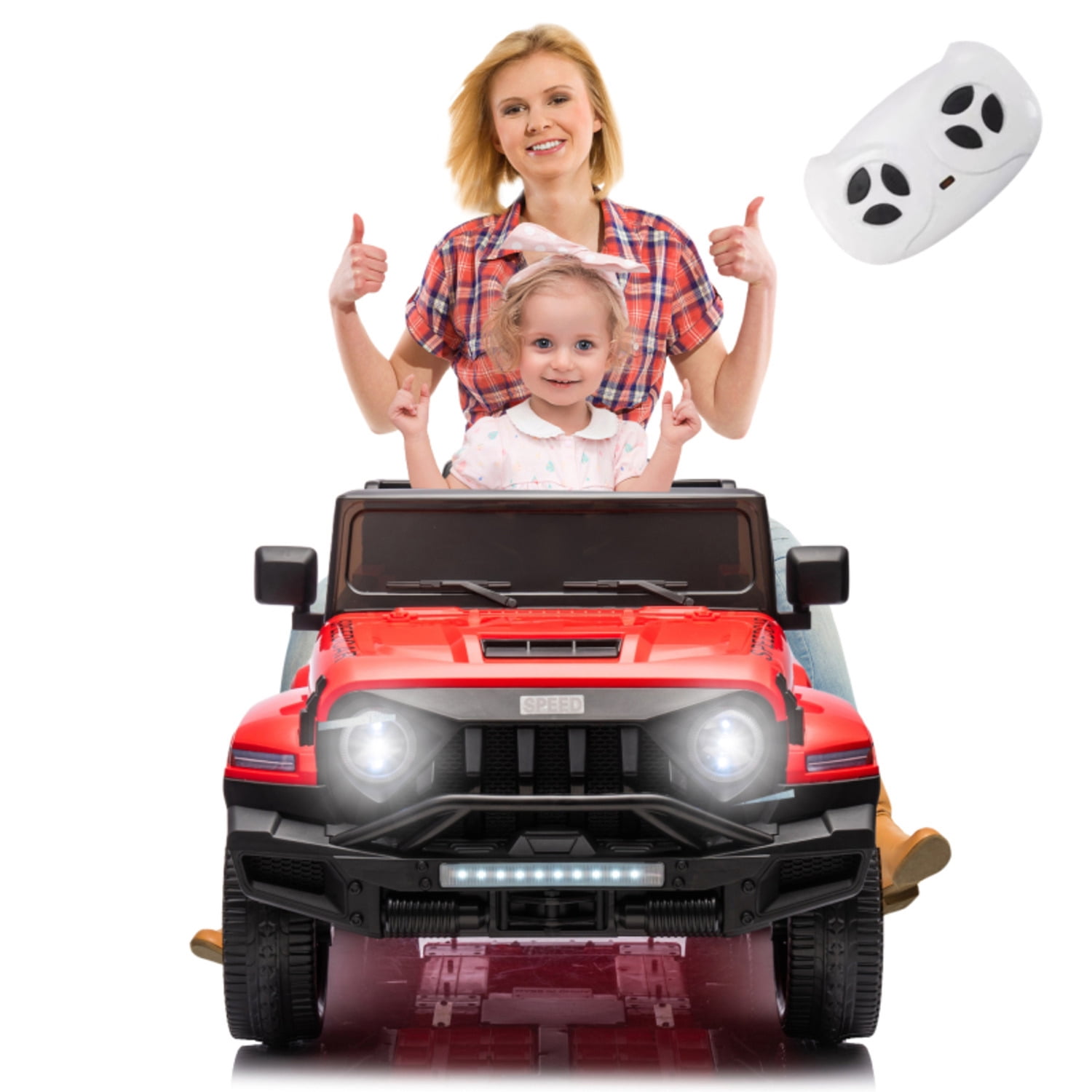Red  Powerful 4-Motor 24V Kids Ride-On, 6-Wheel Design, US 3-6 Yrs Old Playtime Favorite  LH