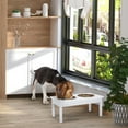 thumbnail image 1 of PawHut 23" Wooden Heavy Duty Dog Food Bowls Pet Elevated Feeding Station -White, 1 of 9