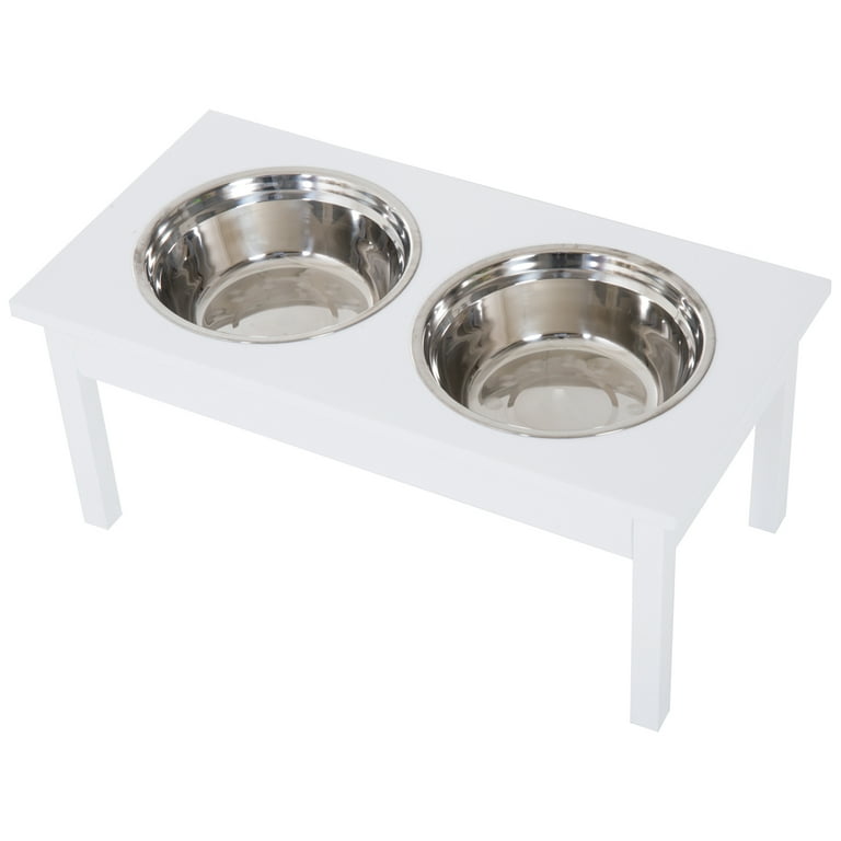 Pawhut Double Stainless Steel Heavy Duty Dog Food Bowl Elevated