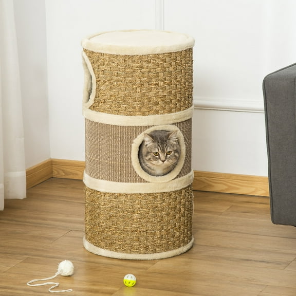 PawHut 28" Cat Condo 3-Story Cat House