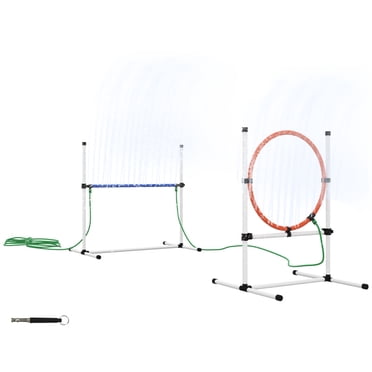 Pefilos 4 Pack Adjustable Dog Agility Training Obstacle Set With Weaves Poles And Storage Bag White