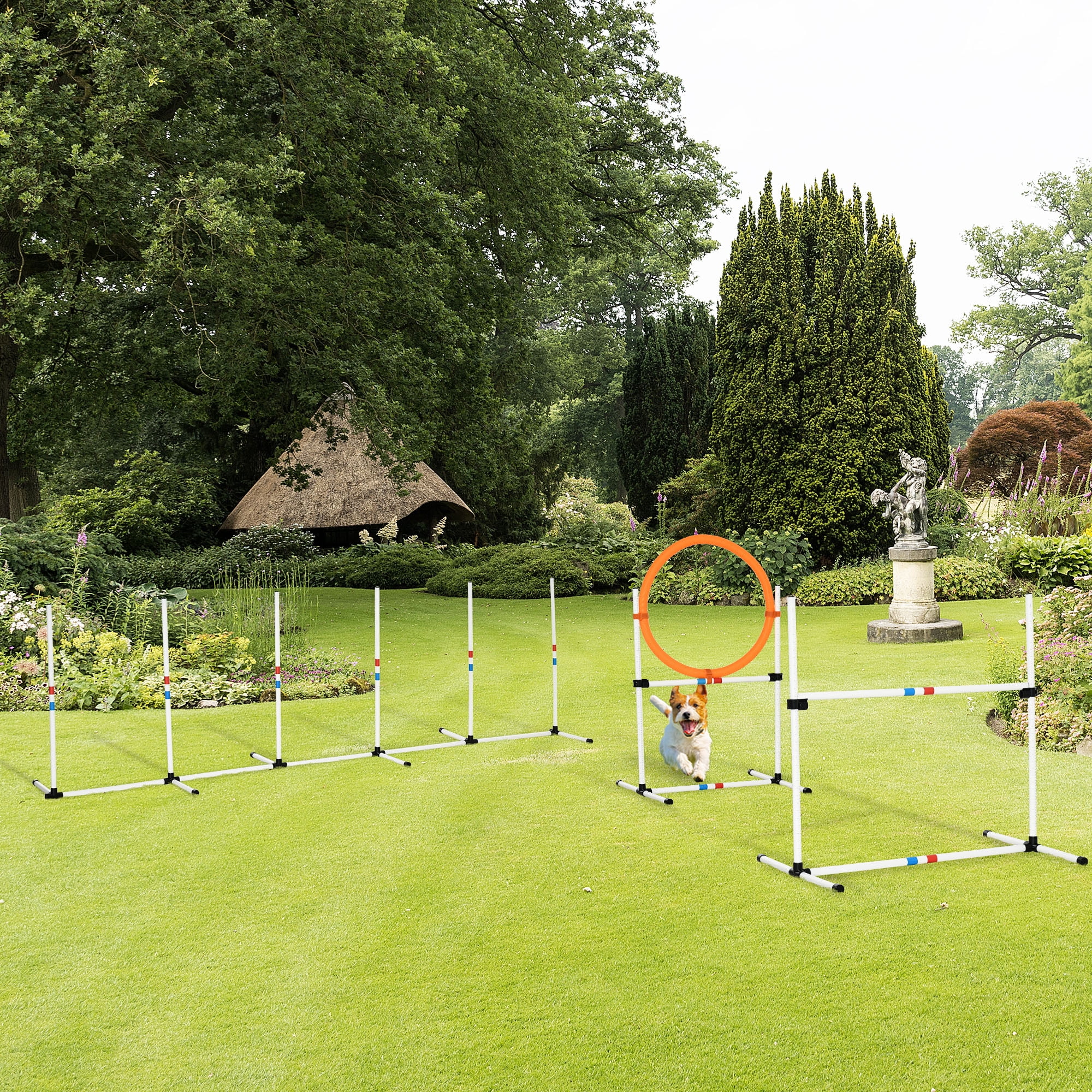 PawHut 3-Piece White Dog Agility Training Set with Carry Bag