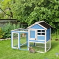 thumbnail image 1 of PawHut 48" Wooden Rabbit Hutch Bunny Cage with Waterproof Asphalt Roof, Light Blue, 1 of 9