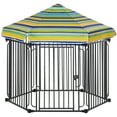 thumbnail image 1 of PawHut 48" x 41" Heavy-Duty Metal Dog Playpen, Outdoor Pet Cage Kennel, Puppy Exercise Fence Barrier with Weather-Resistant Polyester Roof, Locking Door, & Metal Frame, 1 of 2
