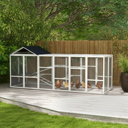 PawHut 49" Wooden Chicken Coop Run for 6-10 Chickens with Storage