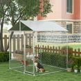 thumbnail image 1 of PawHut 6.6' x 6.6' x 7.8' Dog Kennel, Outdoor Dog Run with Waterproof, UV Resistant Roof for Small and Medium Dogs, Silver, 1 of 9